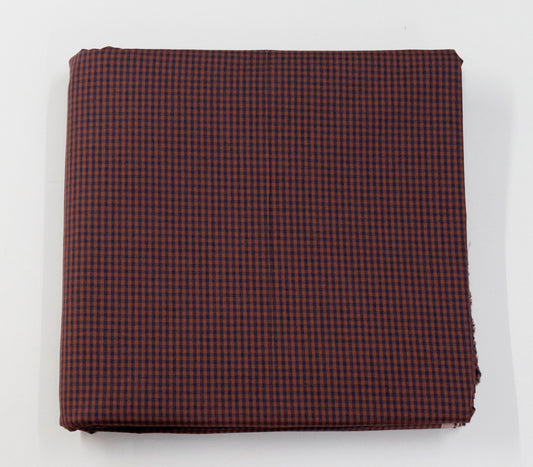 Brown Yarn Dyed Checks Cotton Unstitched Men's Shirt Piece (Width 58 Inch | 1.60 Meters)