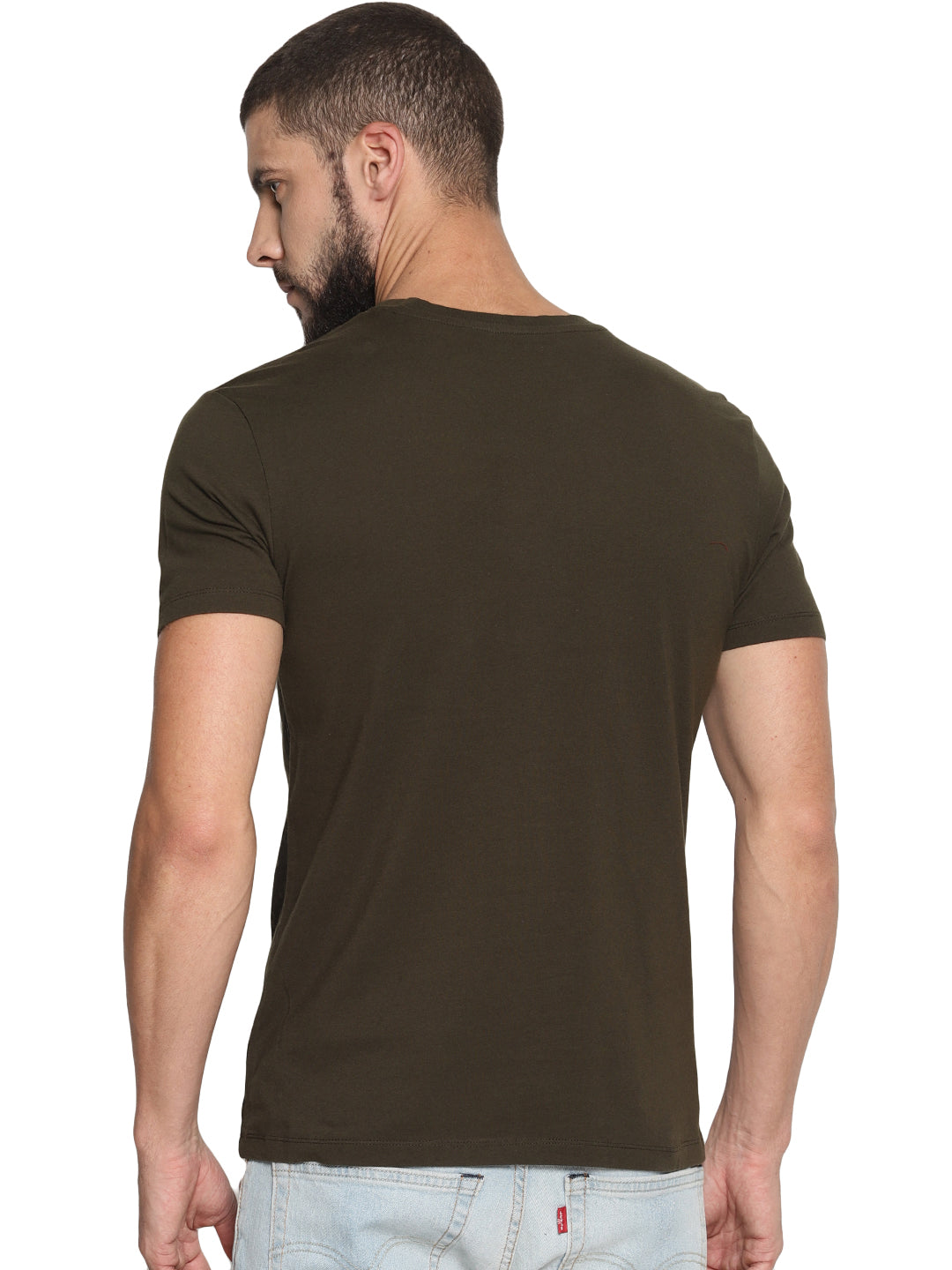 Wolfpack Men Olive Green Printed T-Shirt Wolfpack
