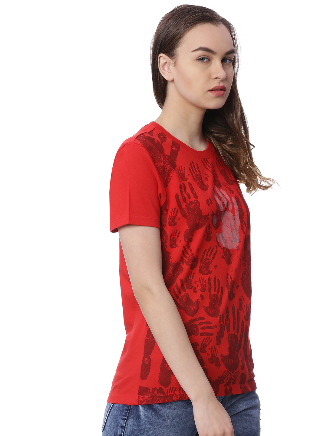 Wolfpack Women Red Printed T-Shirt Wolfpack