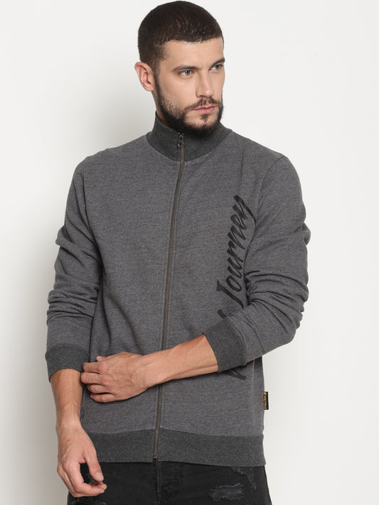 Wolfpack Men Hi-neck Zipped Dark Grey Jacket Wolfpack