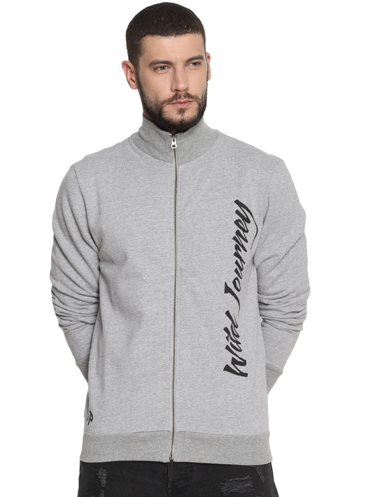 Wolfpack Men Hi-neck Zipped Light Grey Jacket Wolfpack