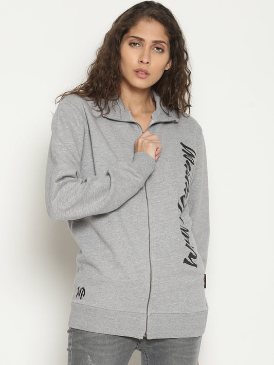 Wolfpack Women Hi-neck Zipped Light Grey Jacket Wolfpack