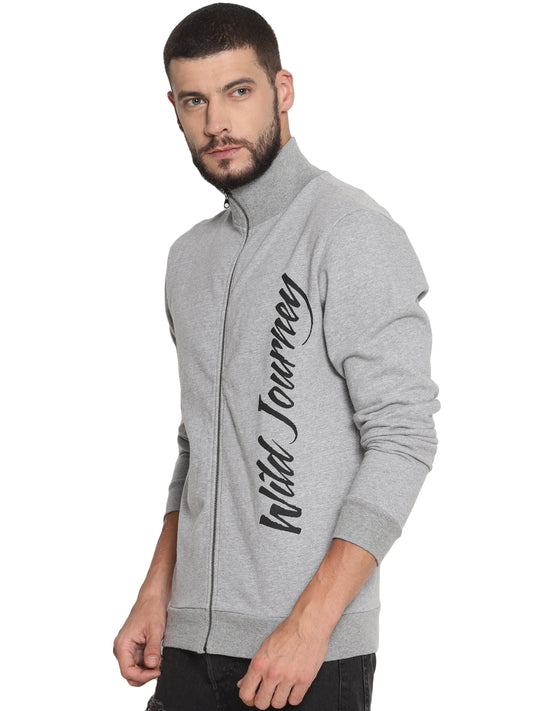 Wolfpack Men Hi-neck Zipped Light Grey Jacket Wolfpack
