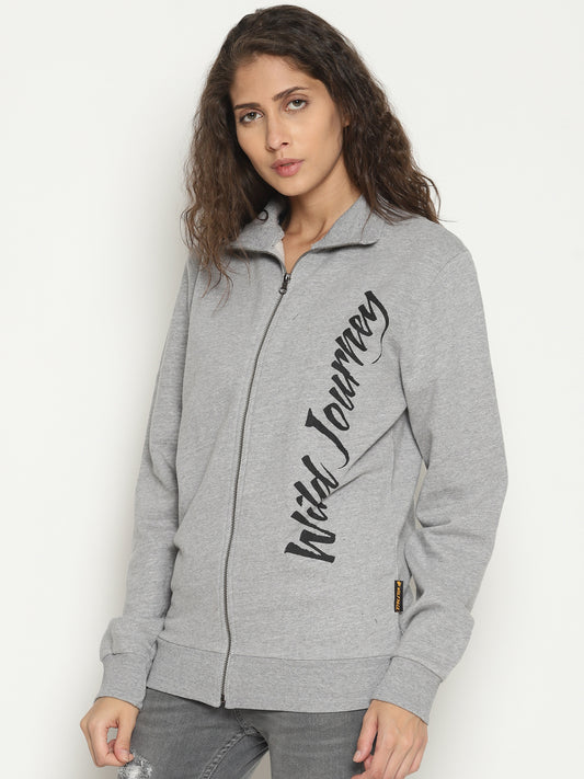 Wolfpack Women Hi-neck Zipped Light Grey Jacket Wolfpack