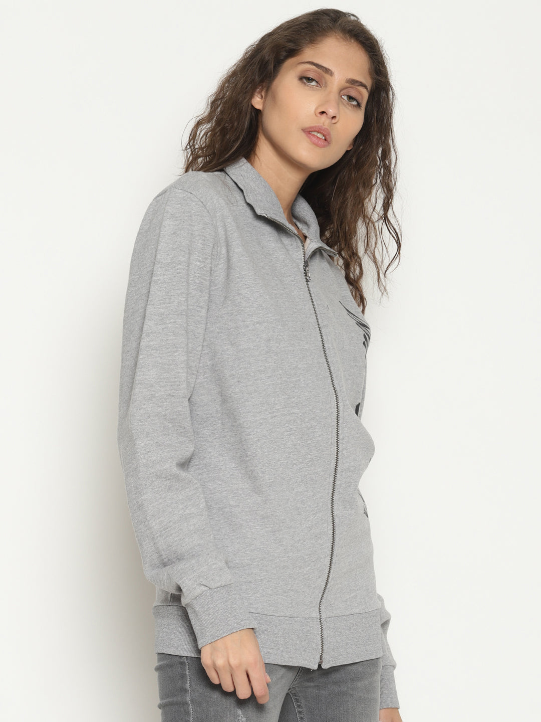 Wolfpack Women Hi-neck Zipped Light Grey Jacket Wolfpack