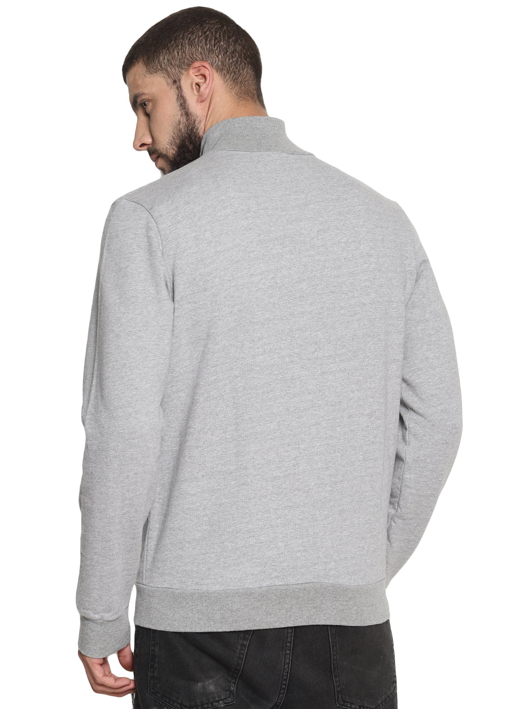 Wolfpack Men Hi-neck Zipped Light Grey Jacket Wolfpack
