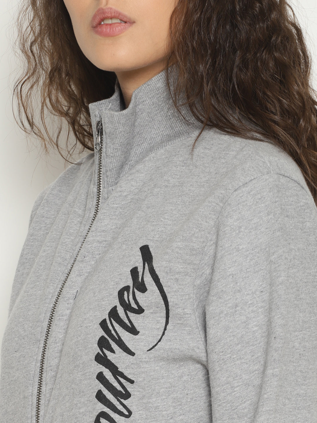 Wolfpack Women Hi-neck Zipped Light Grey Jacket Wolfpack