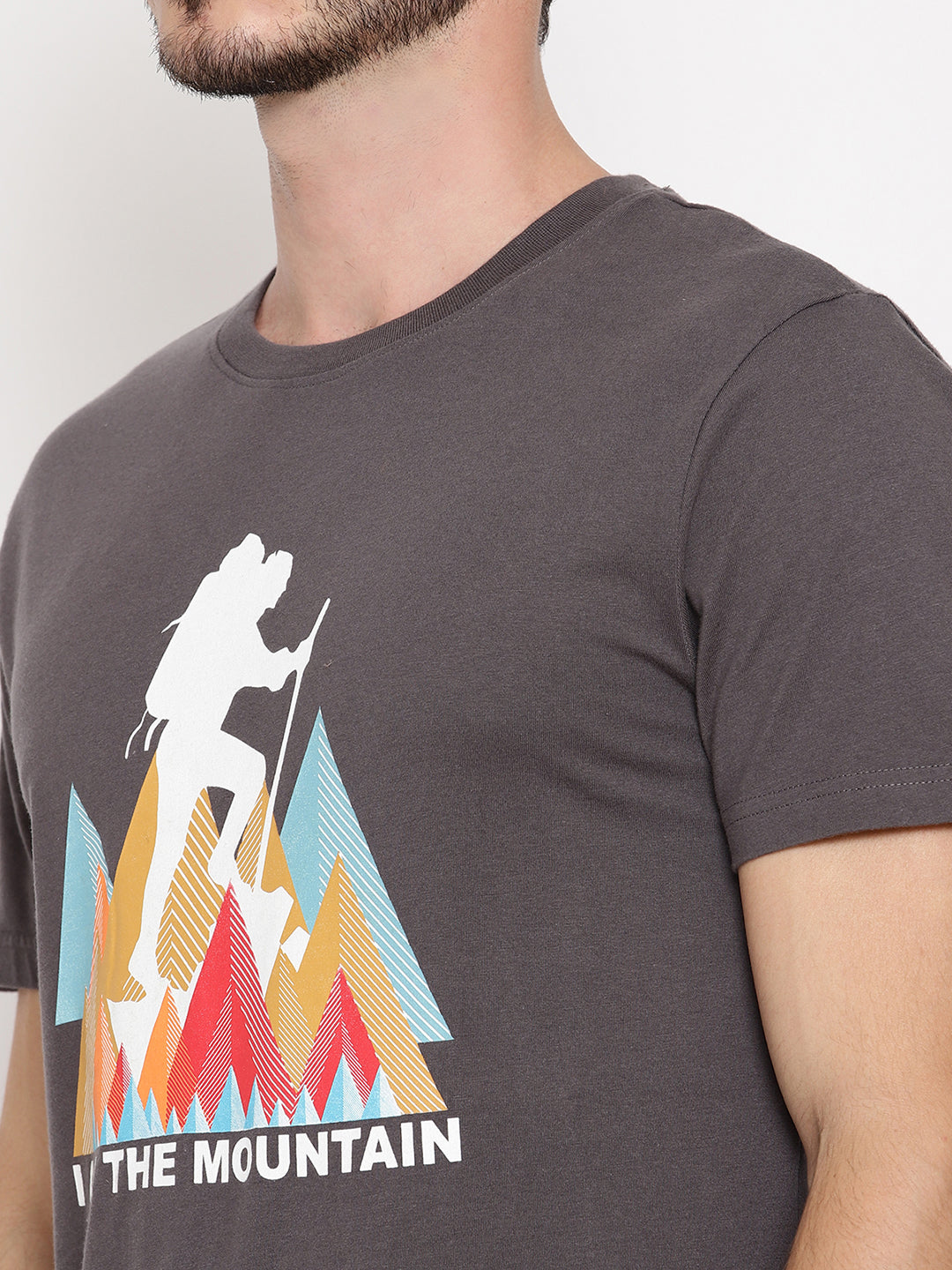 I Am Mountain Dark Grey Printed Men T-Shirt Wolfpack
