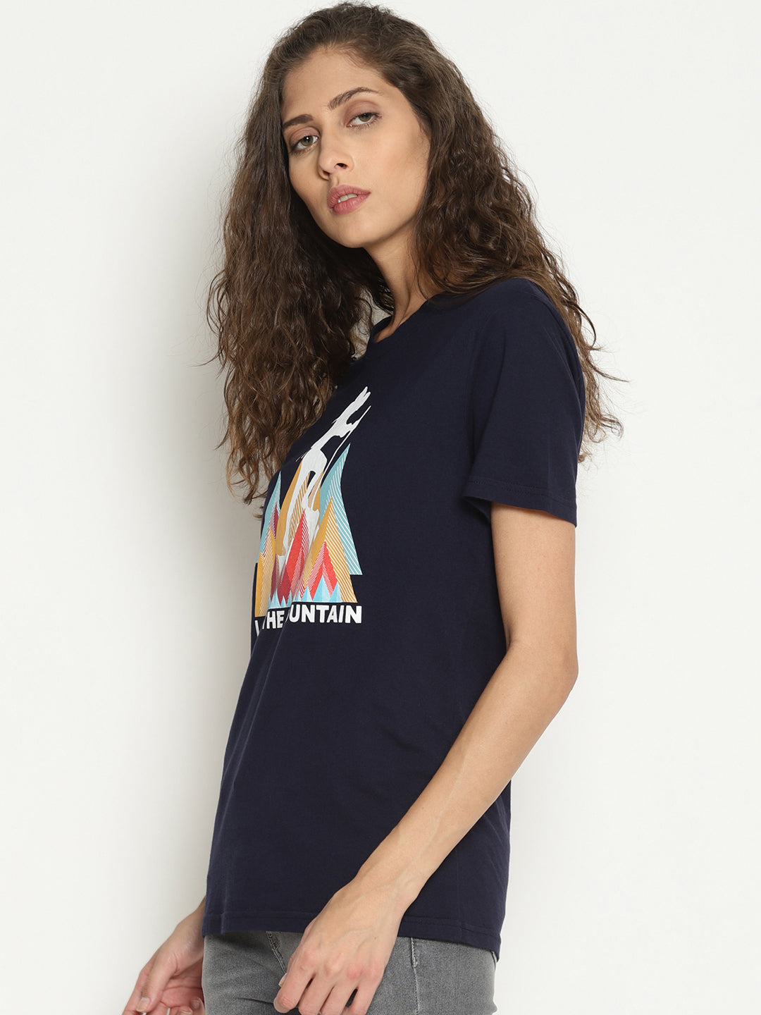 Wolfpack Women Navy Blue Printed T-Shirt Wolfpack
