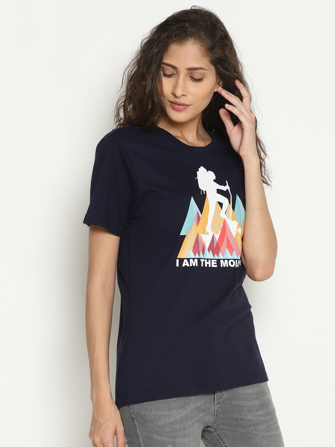 Wolfpack Women Navy Blue Printed T-Shirt Wolfpack