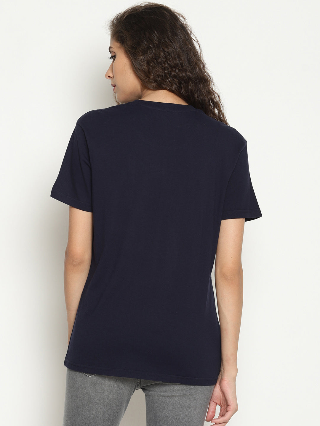 Wolfpack Women Navy Blue Printed T-Shirt Wolfpack