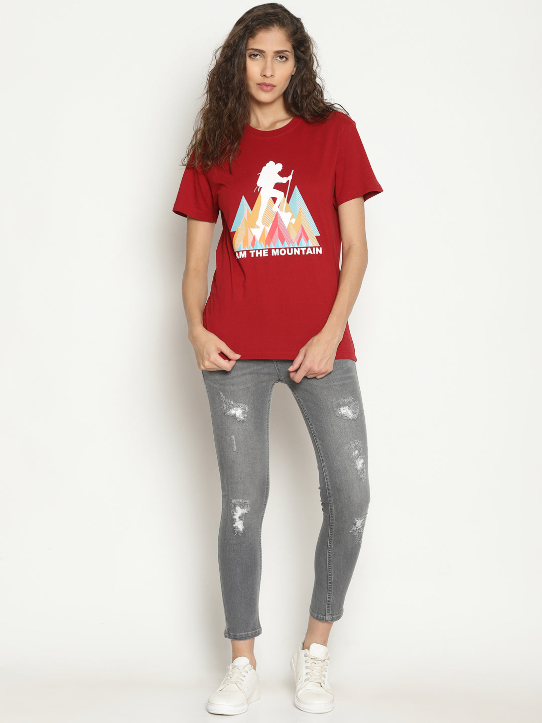 Wolfpack Women Red Printed T-Shirt Wolfpack