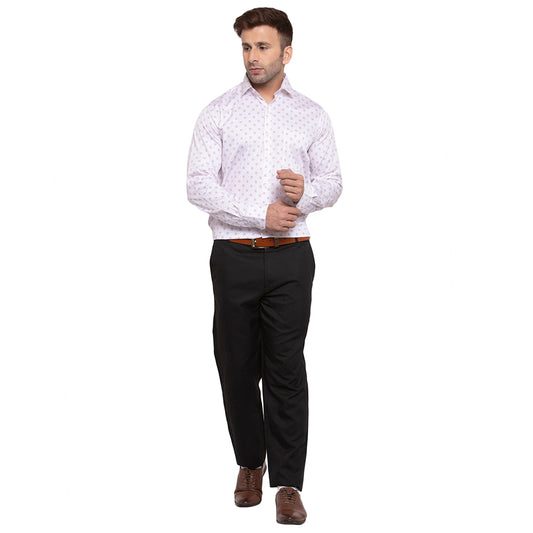 Copperline Men Rose Maroon Printed Slim Fit Formal Shirt Copperline