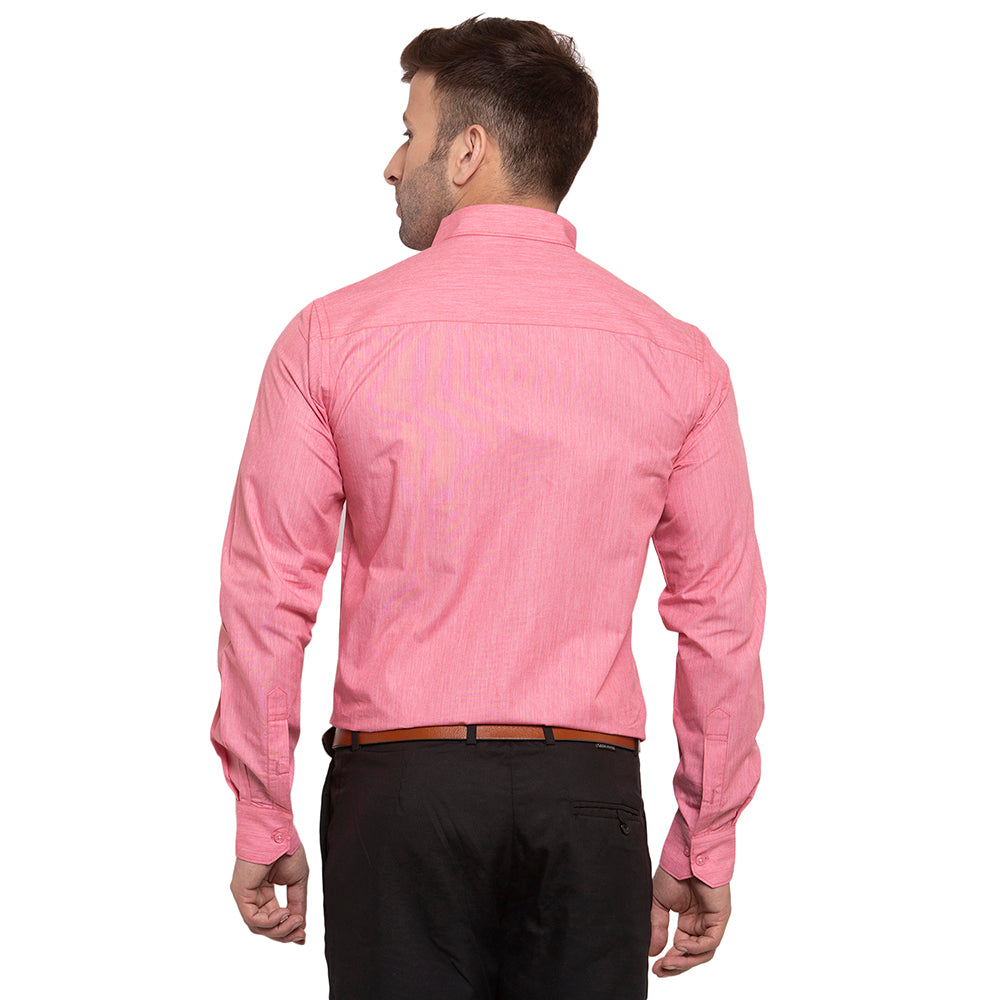 Copperline Men Red Solid Slim Fit Formal Shirt Copperline