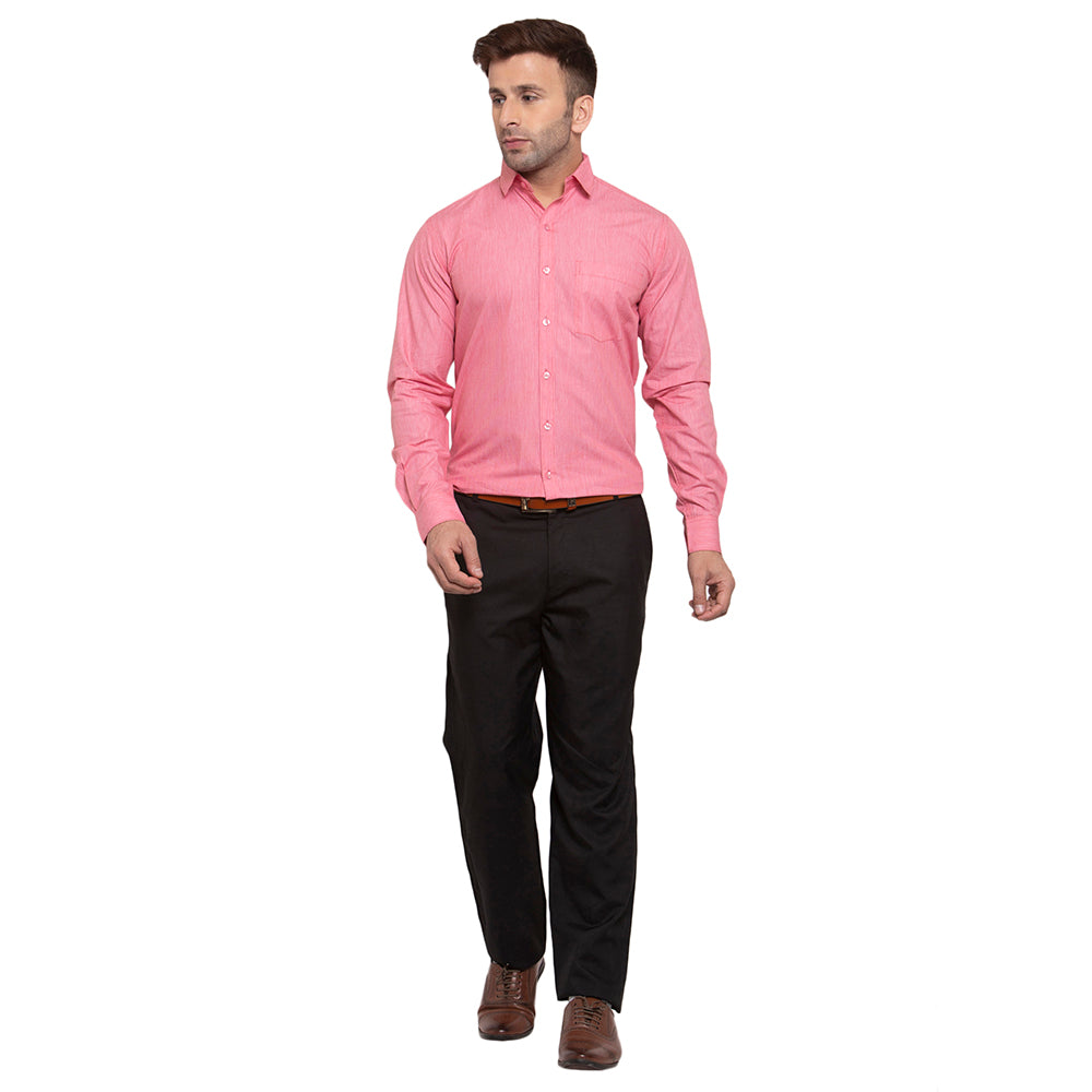 Copperline Men Red Solid Slim Fit Formal Shirt Copperline