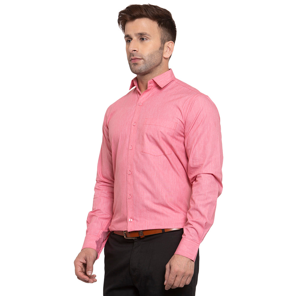Copperline Men Red Solid Slim Fit Formal Shirt Copperline