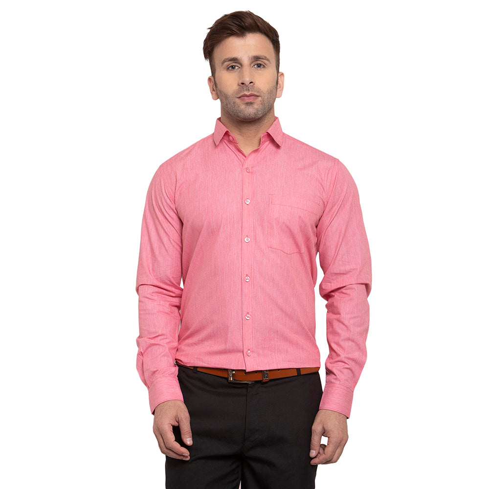 Copperline Men Red Solid Slim Fit Formal Shirt Copperline
