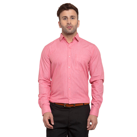 Copperline Men Red Solid Slim Fit Formal Shirt Copperline