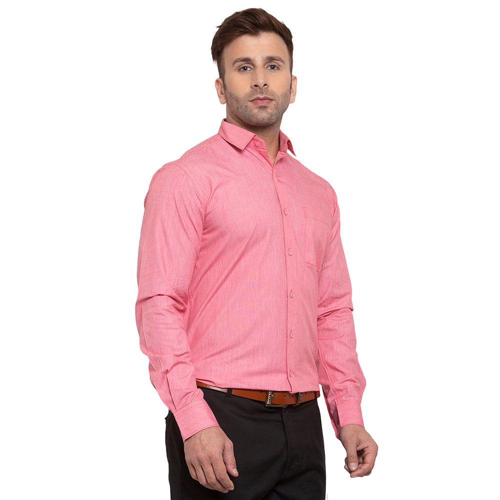 Copperline Men Red Solid Slim Fit Formal Shirt Copperline