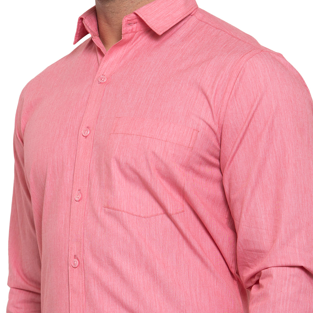 Copperline Men Red Solid Slim Fit Formal Shirt Copperline