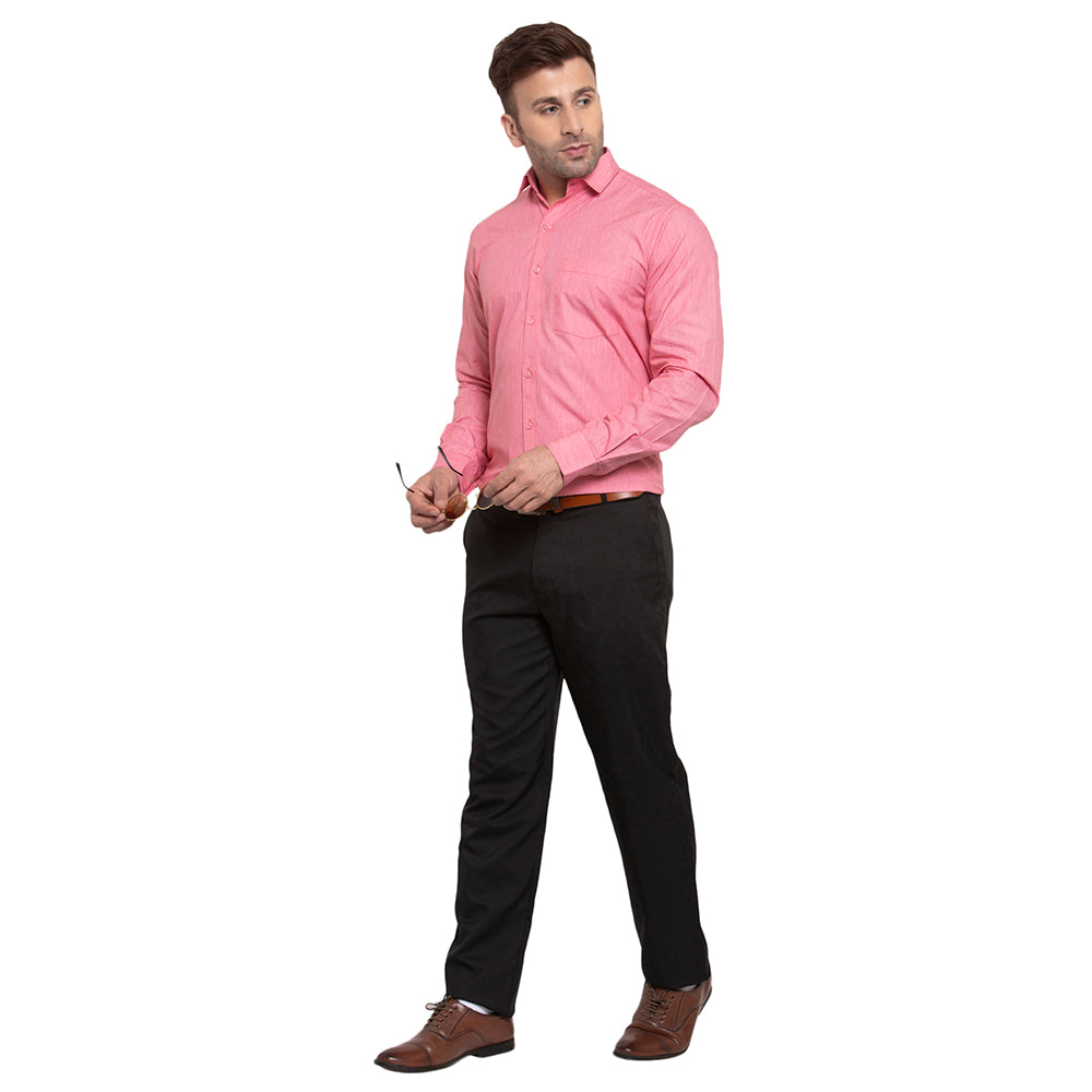 Copperline Men Red Solid Slim Fit Formal Shirt Copperline