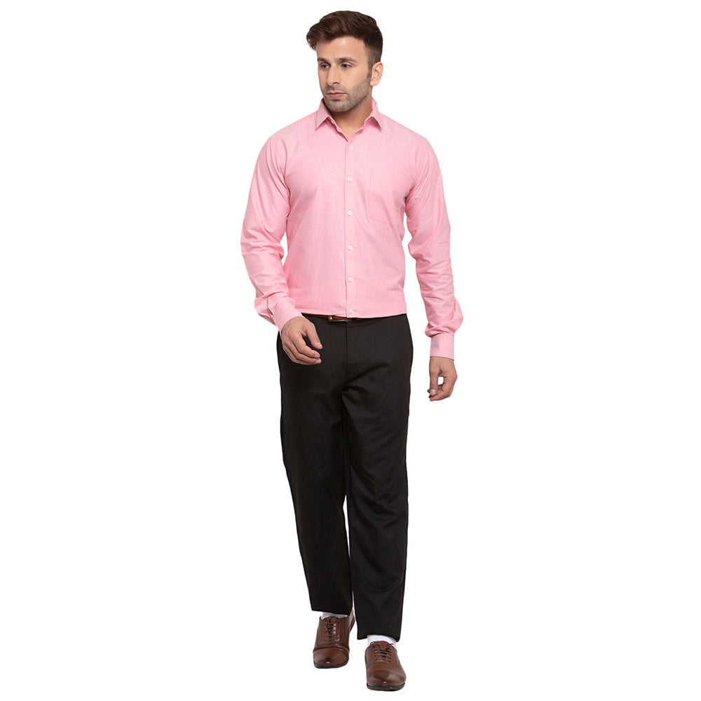 Copperline Men Pink Solid Slim Fit Formal Shirt Copperline
