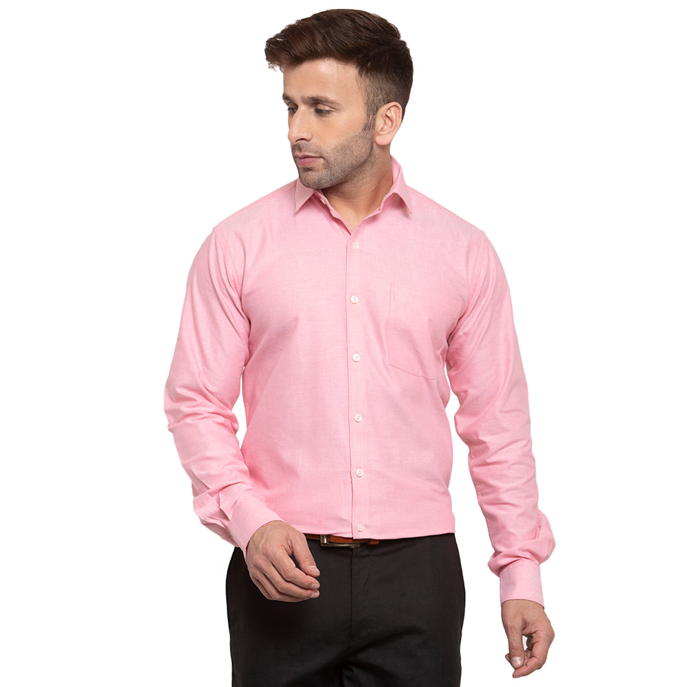 Copperline Men Pink Solid Slim Fit Formal Shirt Copperline