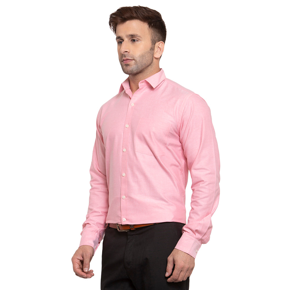 Copperline Men Pink Solid Slim Fit Formal Shirt Copperline