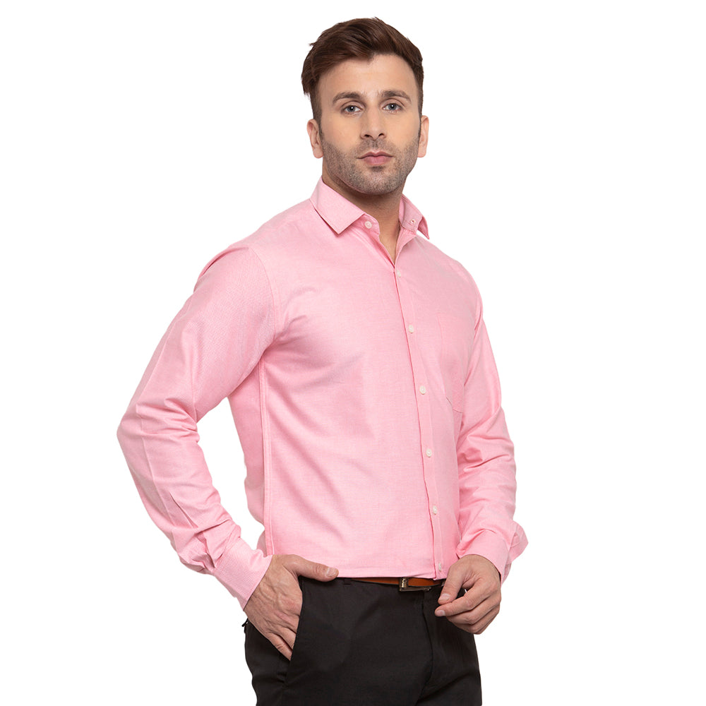 Copperline Men Pink Solid Slim Fit Formal Shirt Copperline