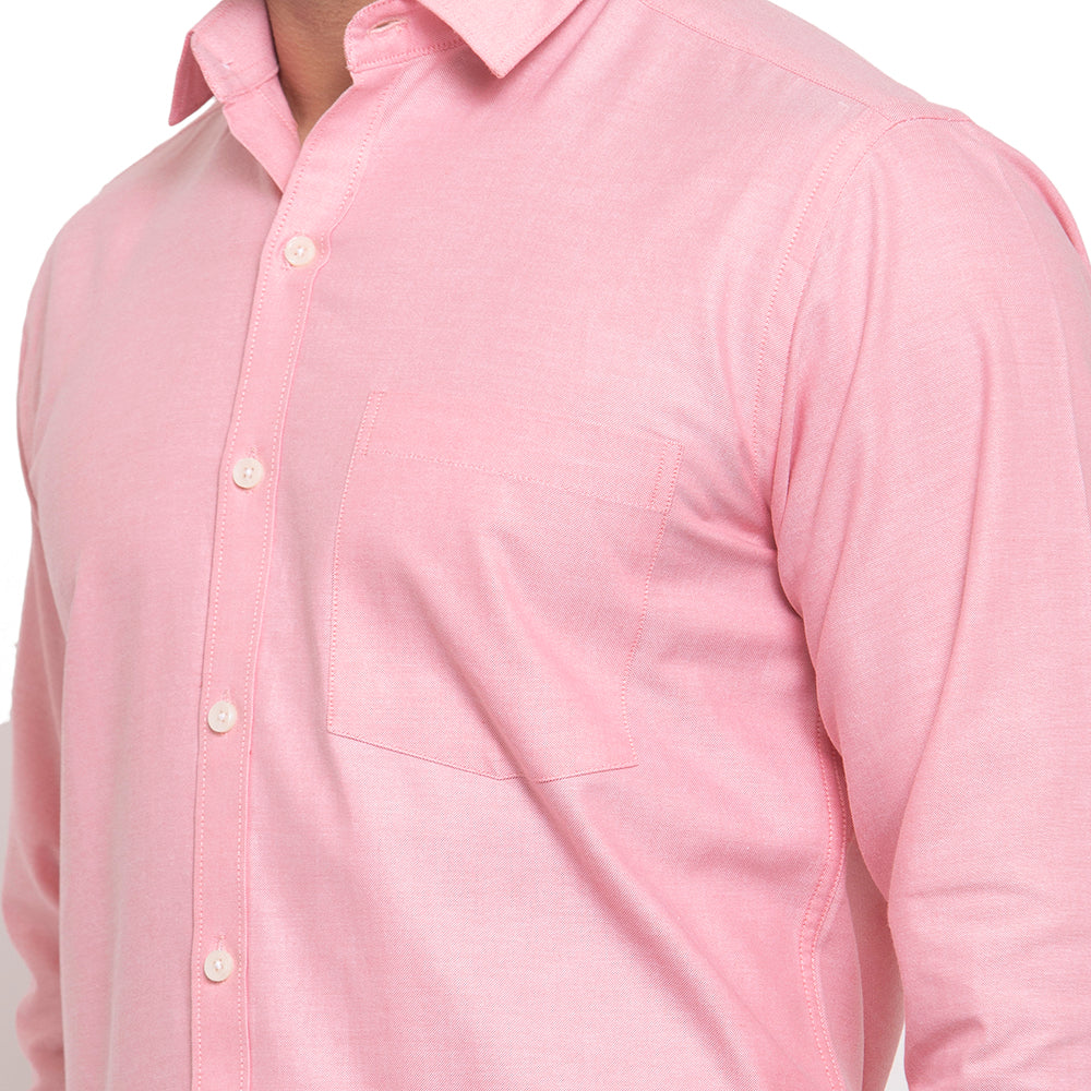 Copperline Men Pink Solid Slim Fit Formal Shirt Copperline
