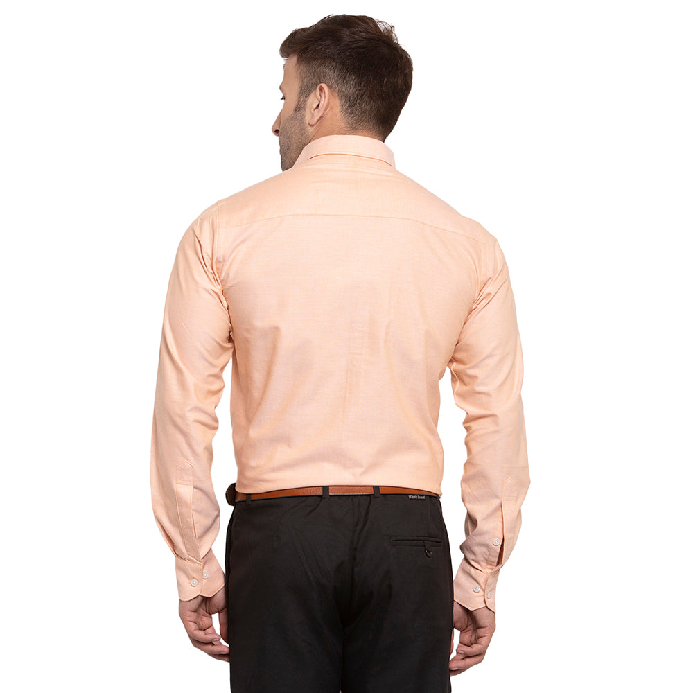 Copperline Men Orange Solid Slim Fit Formal Shirt Copperline