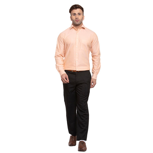 Copperline Men Orange Solid Slim Fit Formal Shirt Copperline