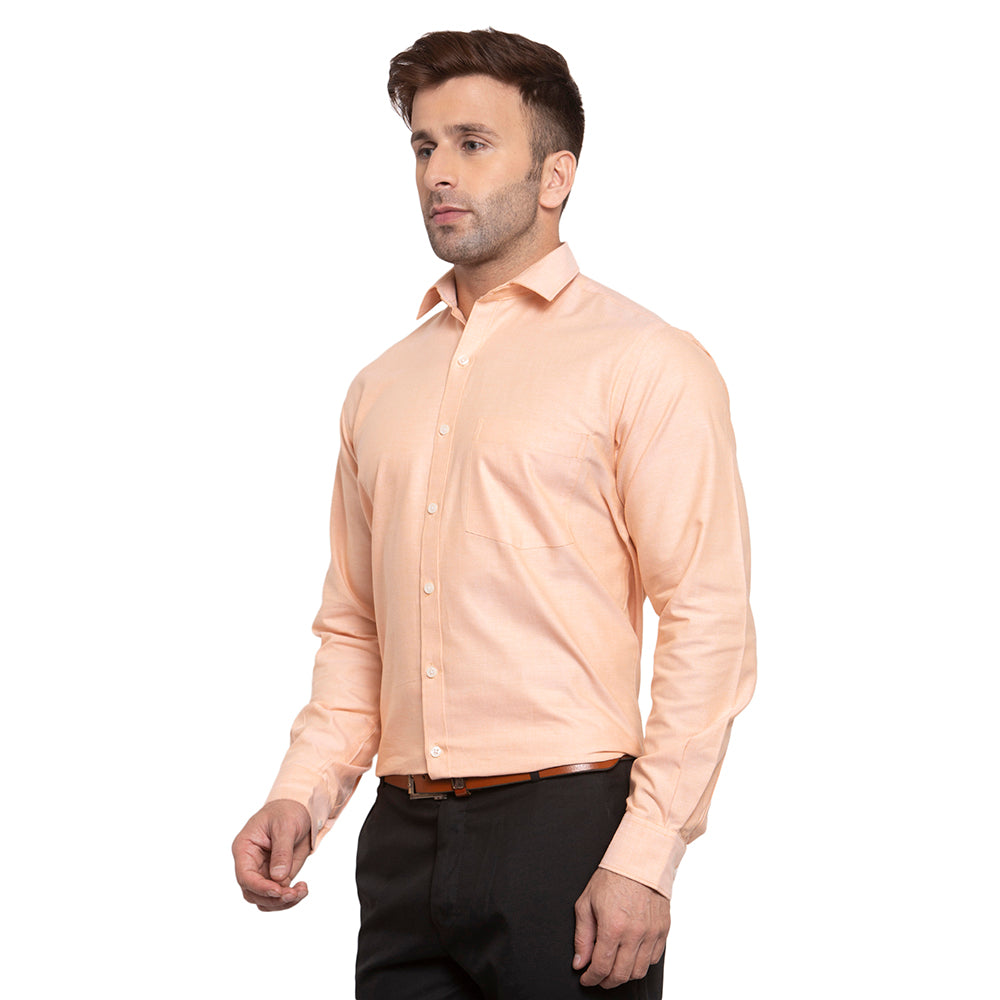 Copperline Men Orange Solid Slim Fit Formal Shirt Copperline