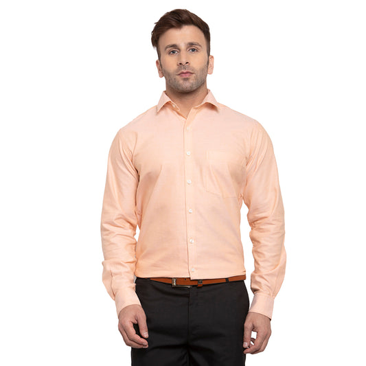 Copperline Men Orange Solid Slim Fit Formal Shirt Copperline