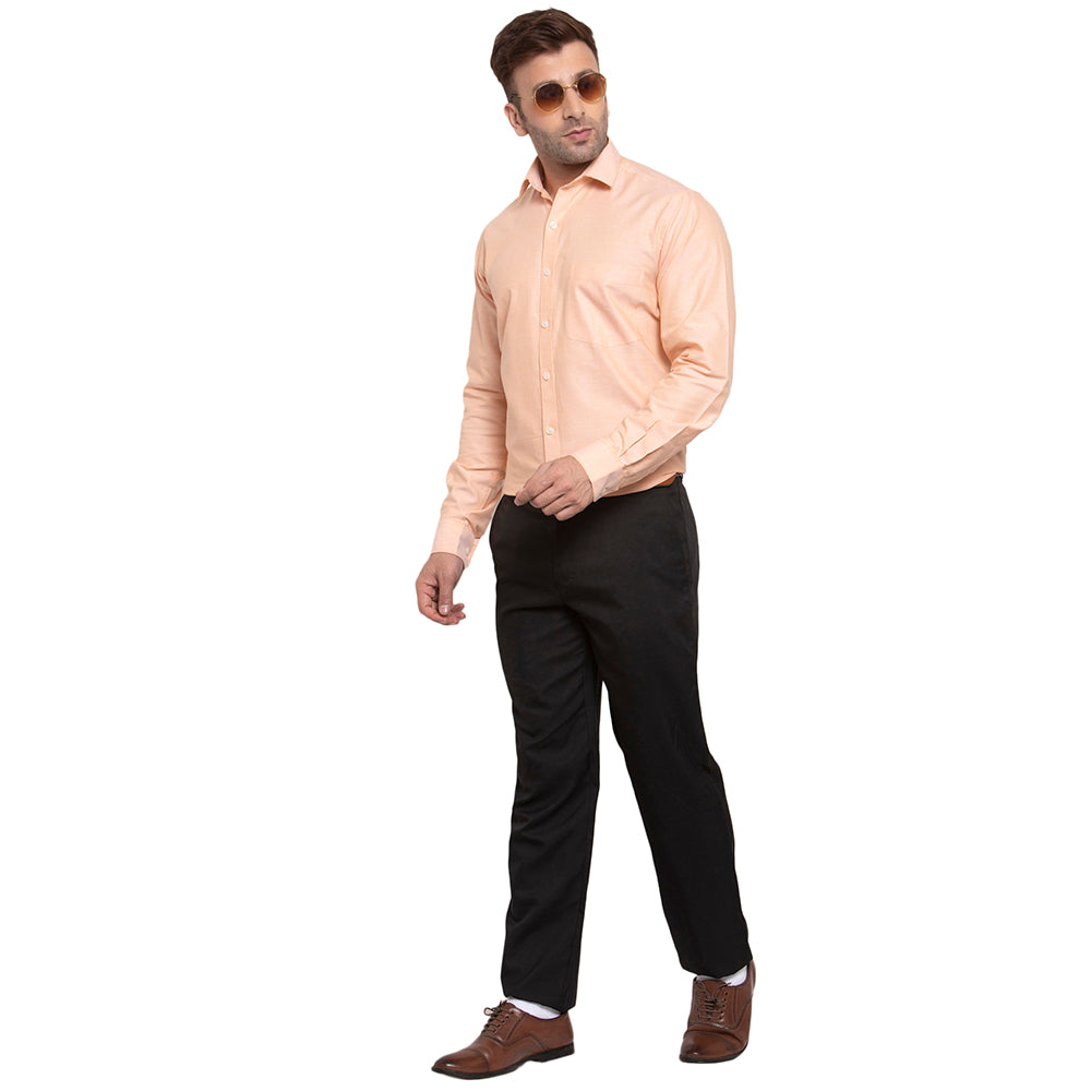 Copperline Men Orange Solid Slim Fit Formal Shirt Copperline