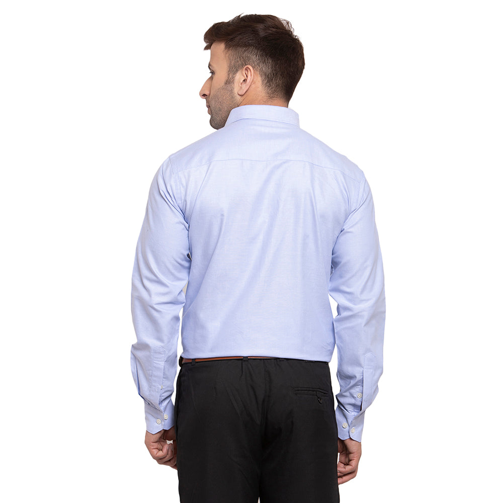 Copperline Men Blue Solid Slim Fit Formal Shirt Copperline