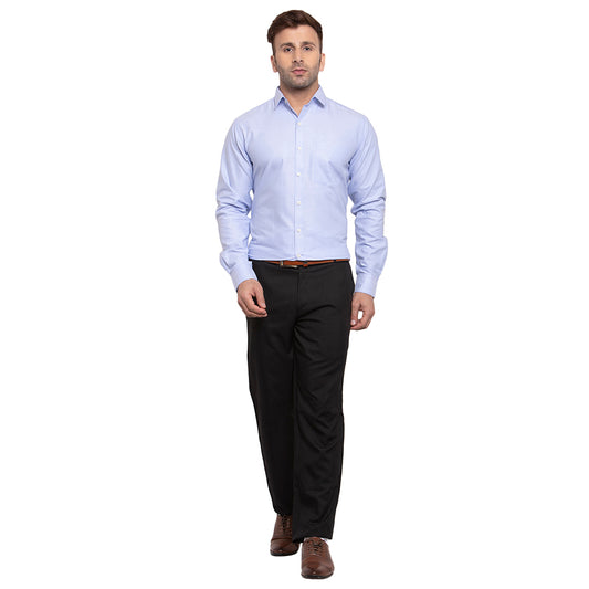 Copperline Men Blue Solid Slim Fit Formal Shirt Copperline