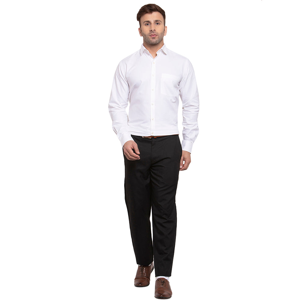 Copperline Men White Solid Slim Fit Formal Shirt Copperline