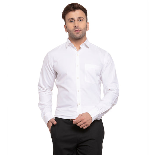 Copperline Men White Solid Slim Fit Formal Shirt Copperline