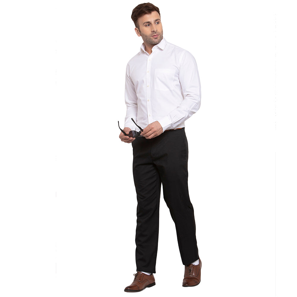 Copperline Men White Solid Slim Fit Formal Shirt Copperline