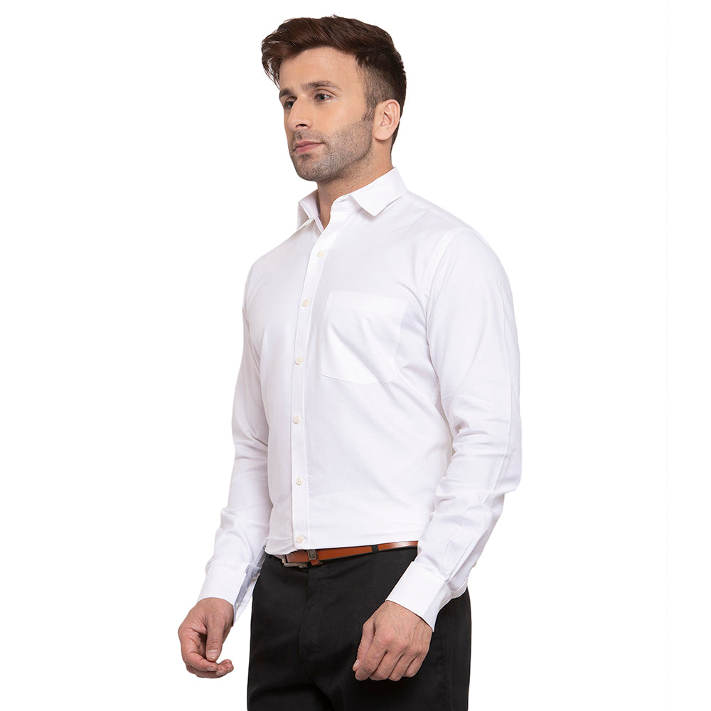 Copperline Men White Solid Slim Fit Formal Shirt Copperline