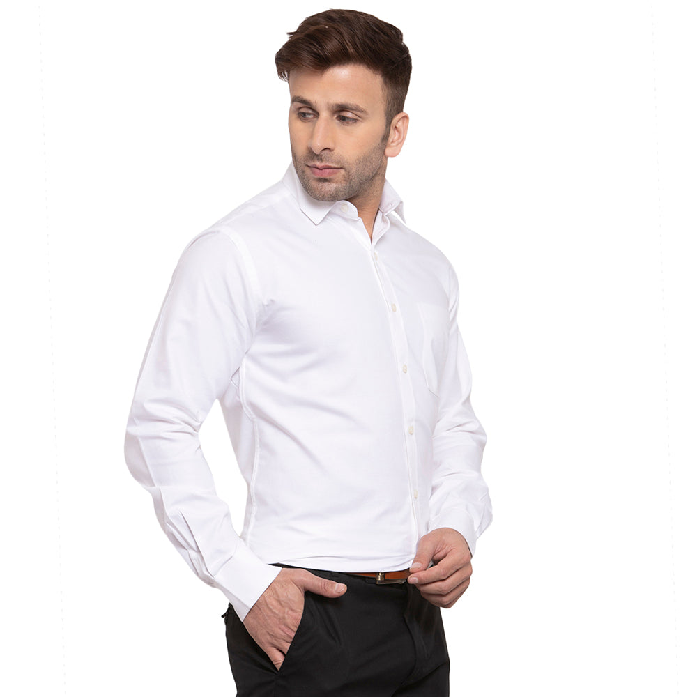 Copperline Men White Solid Slim Fit Formal Shirt Copperline