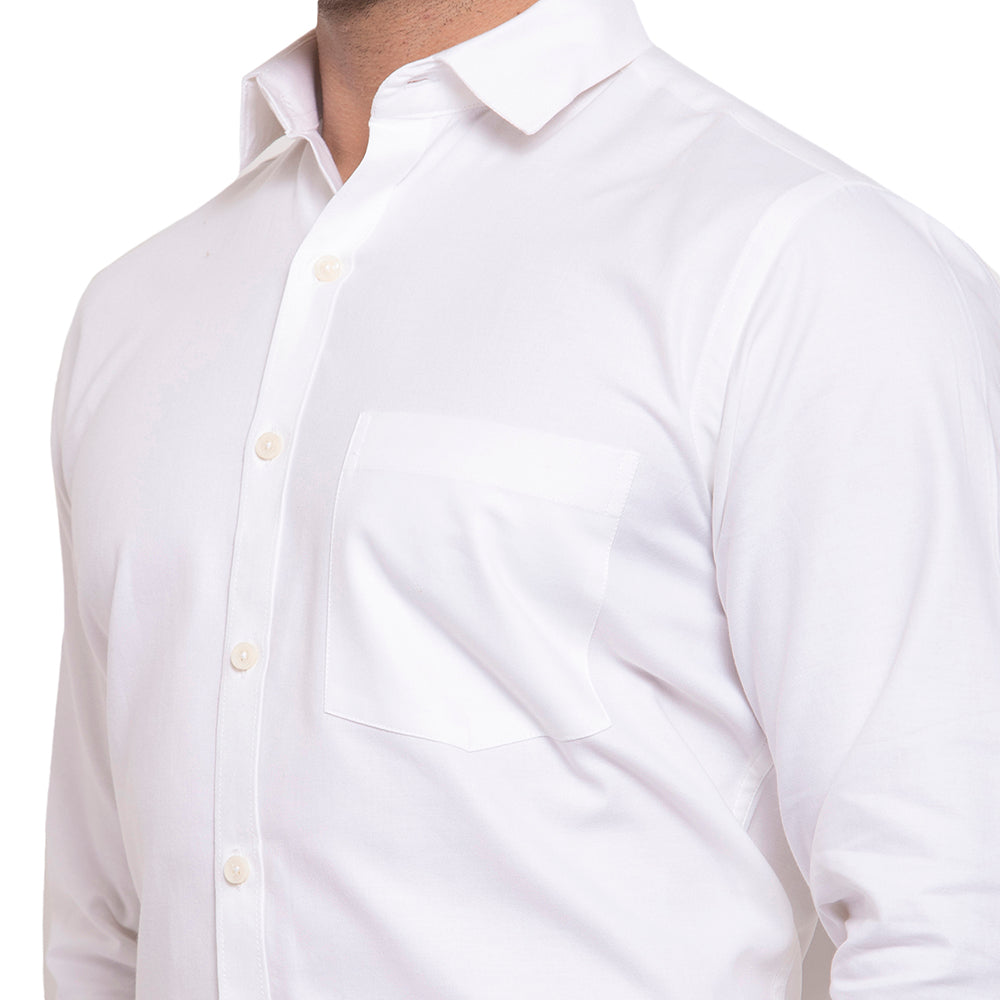 Copperline Men White Solid Slim Fit Formal Shirt Copperline