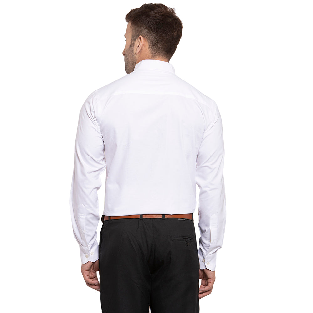 Copperline Men Off White Solid Slim Fit Formal Shit Copperline