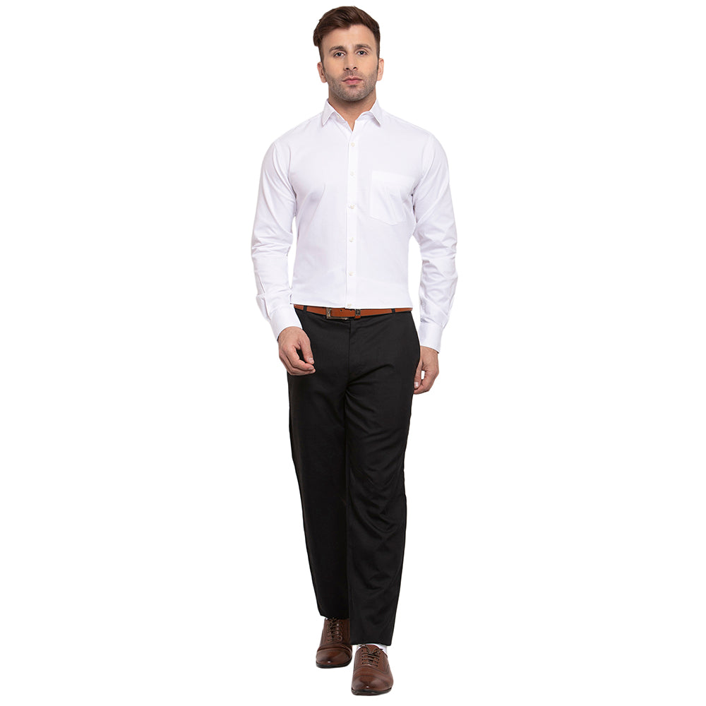 Copperline Men Off White Solid Slim Fit Formal Shit Copperline