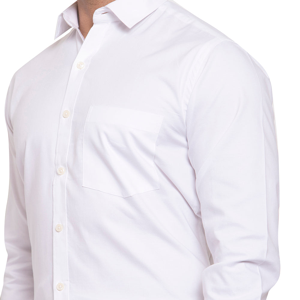 Copperline Men Off White Solid Slim Fit Formal Shit Copperline