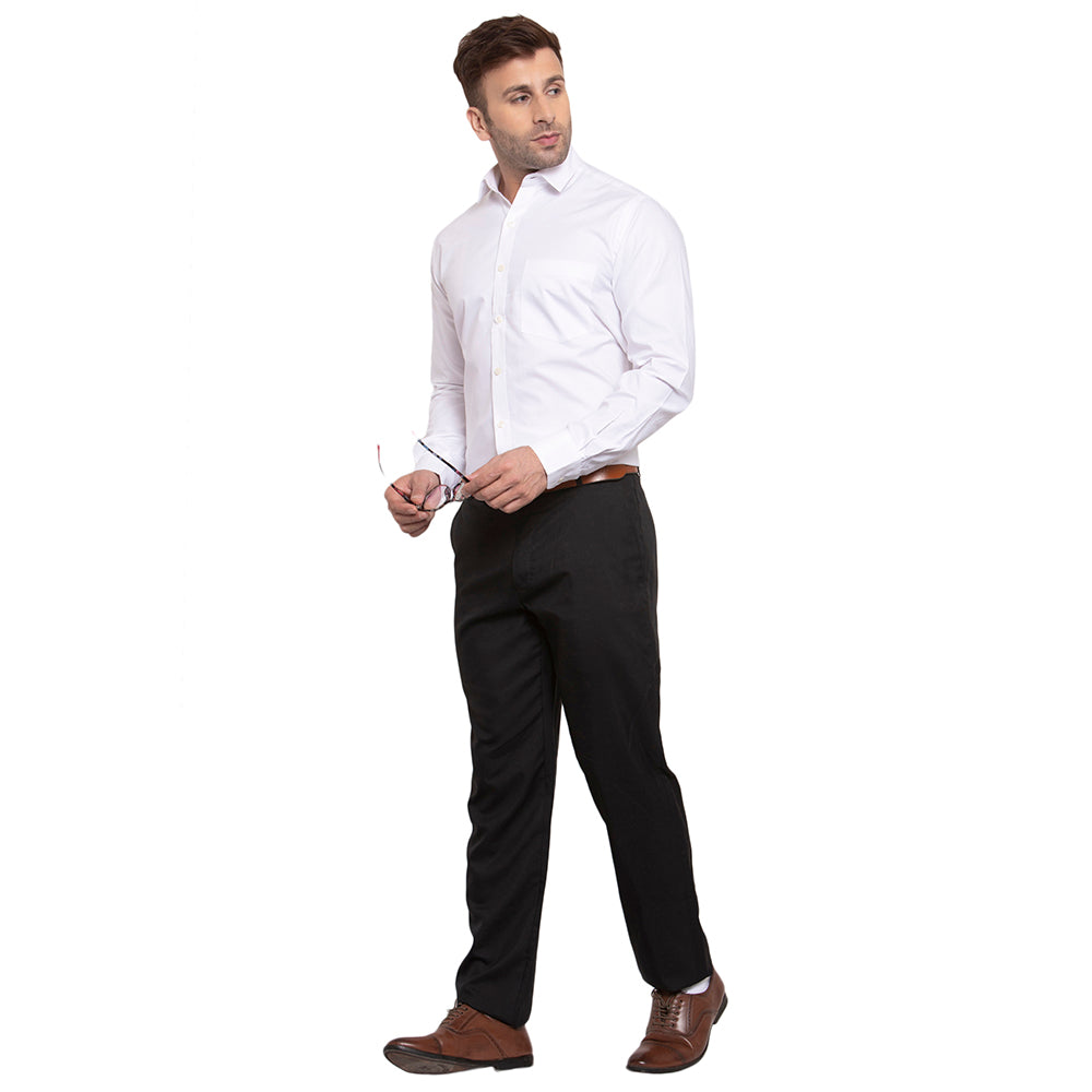 Copperline Men Off White Solid Slim Fit Formal Shit Copperline
