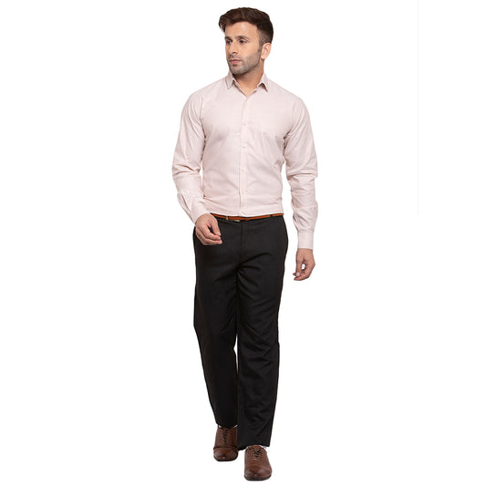 Copperline Men Beige Solid Slim Fit Formal Shirt Copperline