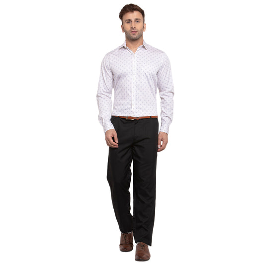 Copperline Beige Blue Printed Slim Fit Formal Shirt Copperline