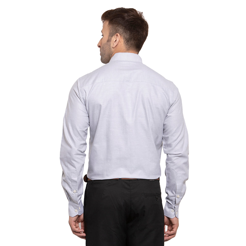 Copperline Men Grey Solid Slim Fit Formal Shirt Copperline
